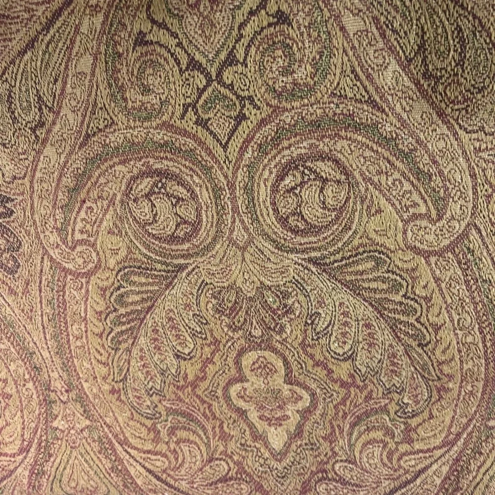 Vtg Heavy Cotton Paisley Jacquard Tablecloth 122x60 Burgundy Gold Rectangular